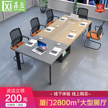 Xiamen office furniture conference table long table and table chairs combined simple and modern meeting to negotiate desk reception desk