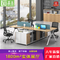 Xiamen office furniture minimalist modern company staff table with cabinet office desk staff table desk chair combination