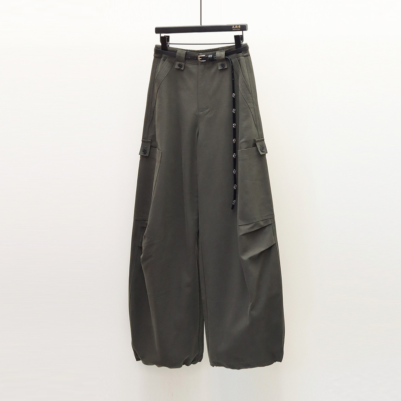 Women's Cargo Pants Autumn 2026 New Style Loose Slimming Scimitar Pants with Belt High Waist Versatile Drape Casual Long Pants