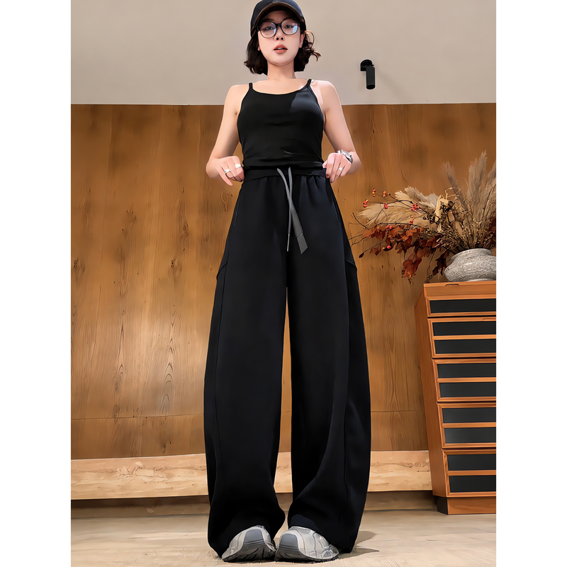 Yueyue Doesn'T Eat Fish [Line Segmentation] Autumn Elastic Drawstring Three-Dimensional Cut Versatile Slimming Casual Pants D5205