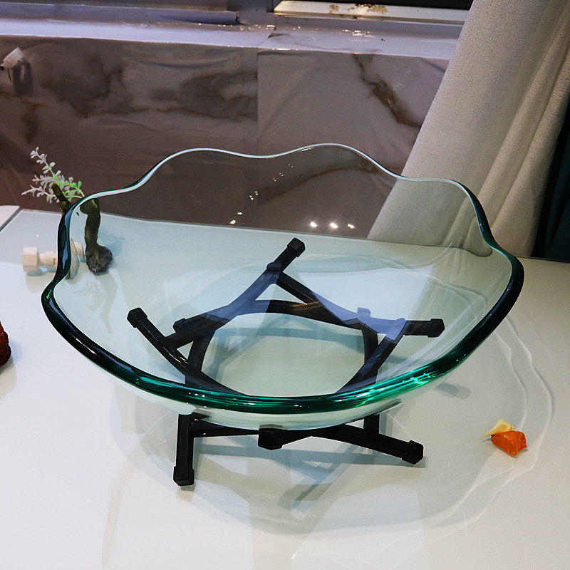 Hotel Tempered Glass Bowl Self-Service Display Rack Sashimi Plate Shaved Ice Plate Fruit Bowl Cold Dish Plate Salad Condiment Can Bowl