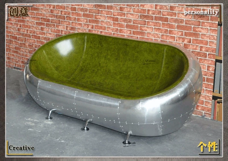 đinh tán nhôm ghế sofa da ghế LOFT kim loại hình cầu phong cách công nghiệp sofa sofa phong cách cá tính cửa hàng quần áo - Ghế sô pha