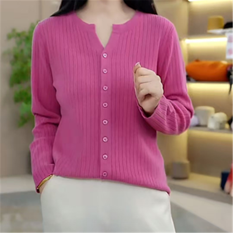 V-Neck Women's Knitted Top for Outerwear or Layering, 2024 Spring and Autumn New Sweater Jacket, Knitted Cardigan