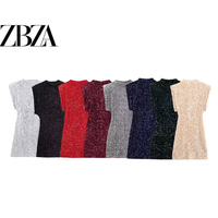 ZA foreign trade European and American hot girl style dress sleeveless shoulder pads sequin mini dress 9489108