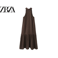 ZR European and American style foreign trade ZA women's clothing fashionable and versatile loose polka-dot halter collar sleeveless dress