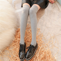 Long leg socks children Korean knee Japanese thin vertical stripe womens socks winter cotton half leg boots socks long tube