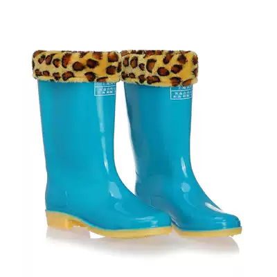 Women's rain shoes women's non-slip double money water shoes rain boots Women's cotton plus velvet warm medium high sleeve shoes