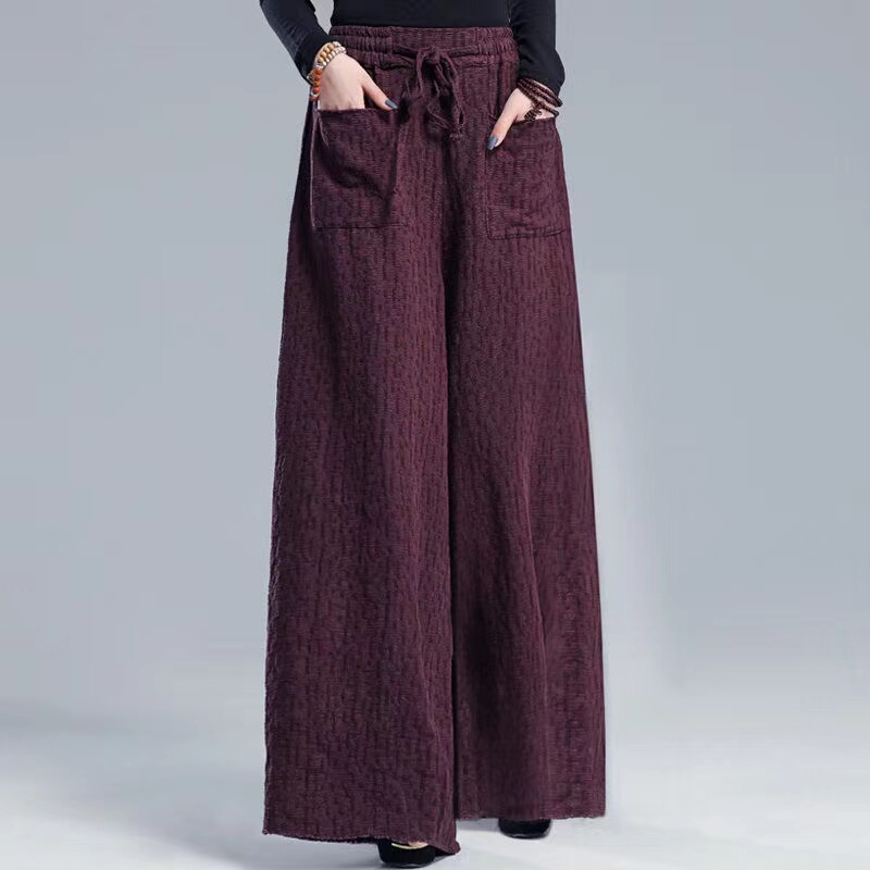 Jacquard Wide-Leg Pants for Women 2025 Spring and Autumn New Loose High-Waisted Cotton-Linen Extended Length Drapey Frayed Hem Straight Pants Jacquard Wide-Leg Pants for Women 2025 Spring and Autumn New Loose High-Waisted Cotton-Linen Extended Length Drapey Frayed Hem Straight Pants