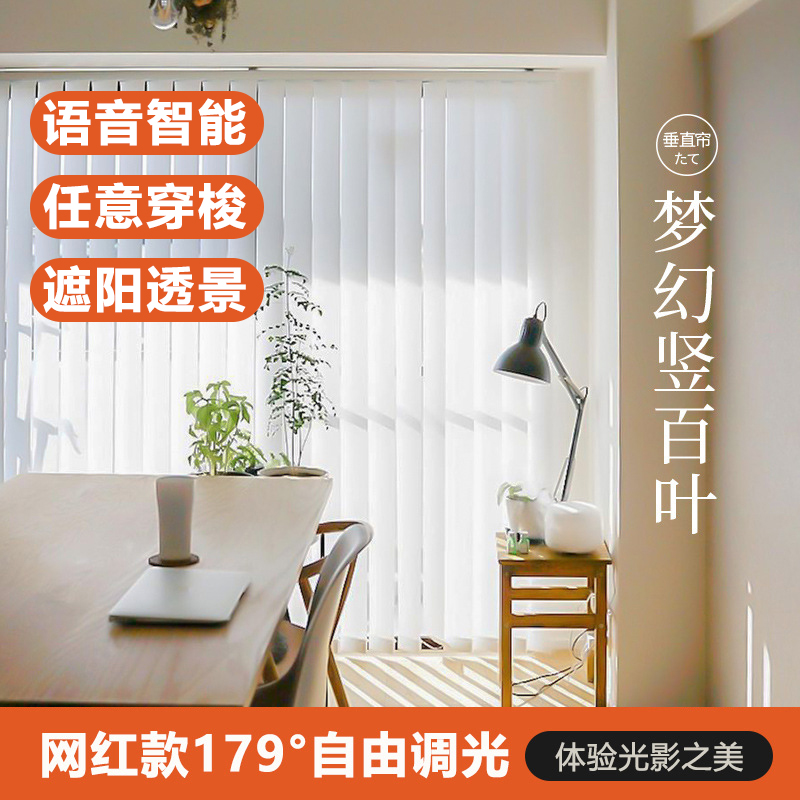 Net Red Dreamcurtain Curtain Vertical Curtain balcony Living room Electric vertical shutter Veil Office Shading Hanus Curtain 