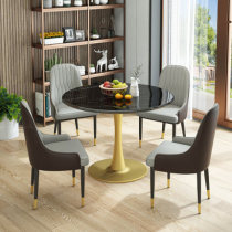 Eurostyle Marble Talks Table And Chairs Sales Floor reception Living room One table Four chairs Small family type home round dining table and chairs