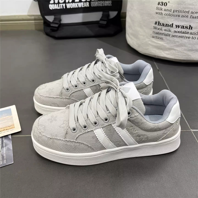 Men's Shoes 2026 New Style Gray Casual Low-Top Canvas Sneakers Chic Trendy Versatile Couple Sports Shoes Women