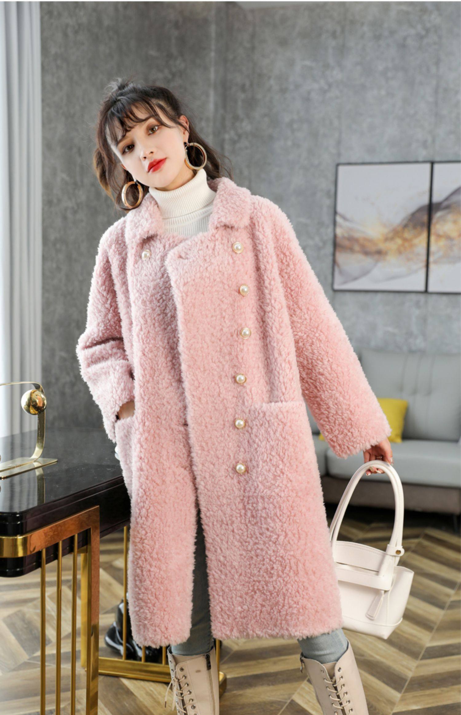 Lamb Wool Fur Warm Coat Women's New Winter Real Wool Sheep