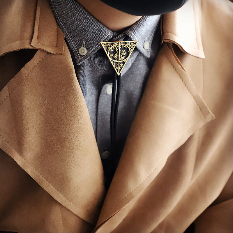 Dark Style Harry Potter Three Horcruxes Triangle Bolo Tie Men's Korean Style Personalized Leather Tie Bolo Tie Dark Style Harry Potter Three Horcruxes Triangle Bolo Tie Men's Korean Style Personalized Leather Tie Bolo Tie