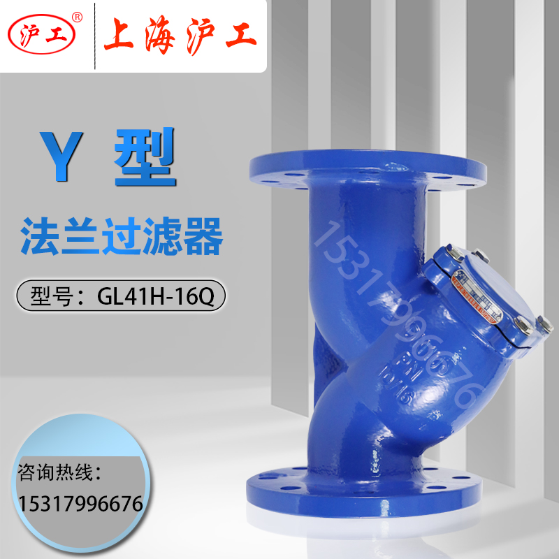Shanghai Hugong Valve GL41H-16Q ductile iron Y-type flange filter DN50 65 80 100 200