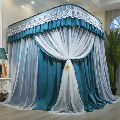 Stainless steel U-shaped guide rail Princess wind mosquito net three-door double-layer shading account with bed mantle 1 8 m 2m bed European style