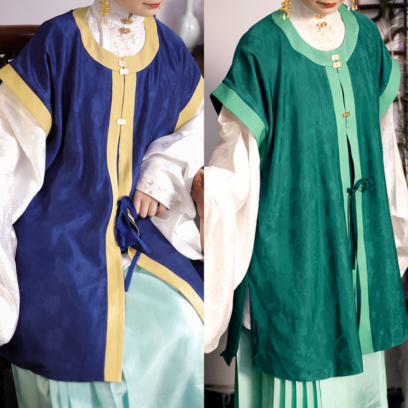 Sandalwood Flow Summer Style Restored to the Style of The嘉靖 (Jiajing) Era, Synthetic Fiber, Luo Ming (羅明) Style Shoulder-Covering Hanfu Jacket Sandalwood Flow Summer Style Restored to the Style of The嘉靖 (Jiajing) Era, Synthetic Fiber, Luo Ming (羅明) Style Shoulder-Covering Hanfu Jacket
