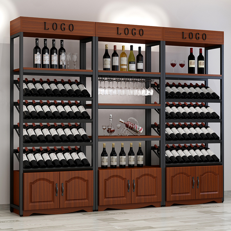 Red wine cabinet home wine rack bar floor cabinet storage wrought iron display rack shelf liquor rack wine wine rack