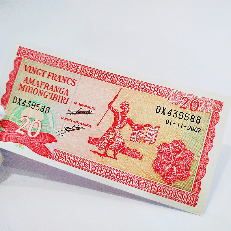 Foreign coin Double end 88 Burundi 20 francs Old version notes gold Lion Head Physical Figure Africa Real Coin Extras
