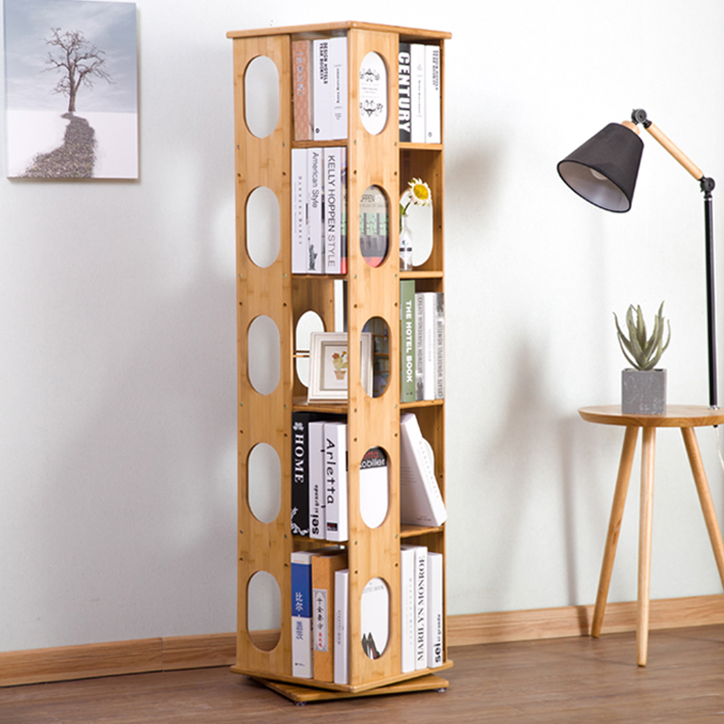 Nanzhu 360 Degrees Rotating Bookshelf Students Children Solid Wood Assembled Bookcase Shelving shelving Multilayer Containing Layer Shelf