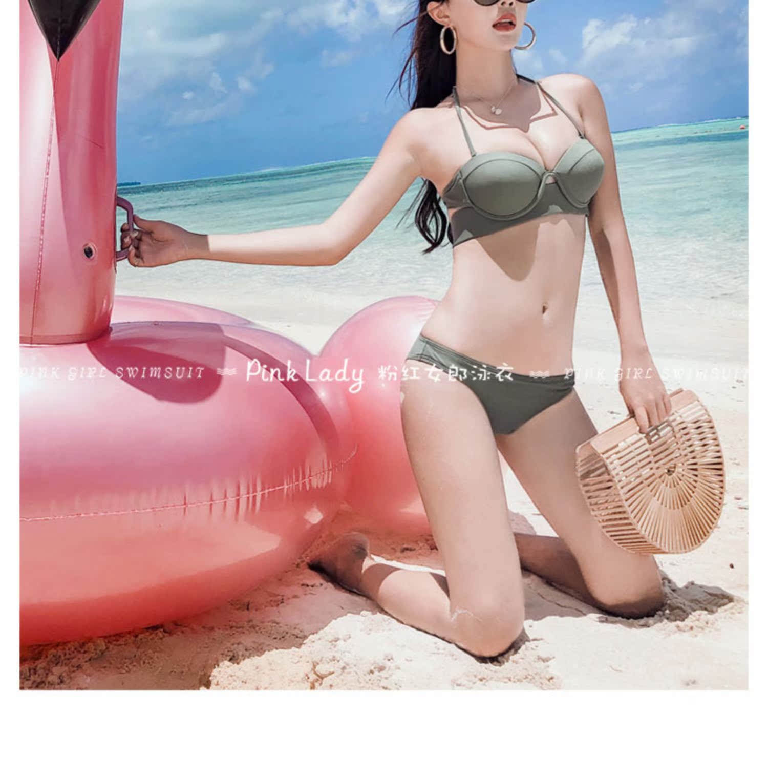 Pink Lady Châu Âu và Mỹ Bikini bikini gợi cảm ba điểm ngực nhỏ tụ tập chia tay bong bóng tắm nước nóng mùa xuân ao boi nu
