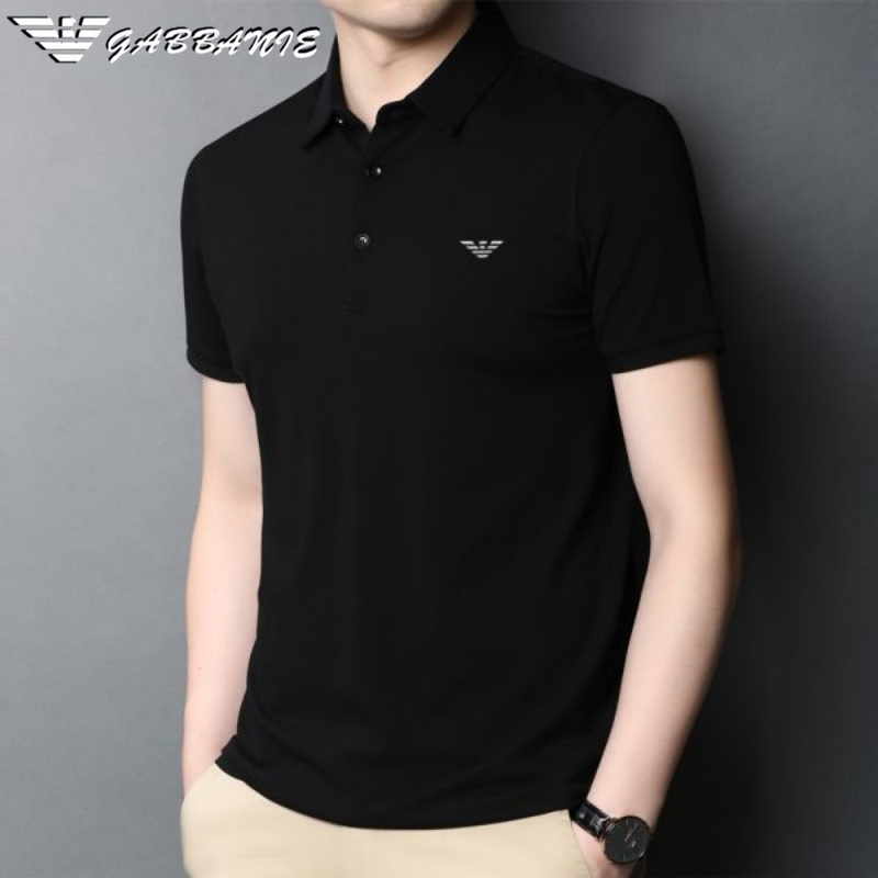 Authentic Italian Men's Mercerized Cotton Short-Sleeved T-Shirt, Summer Solid Color Fashionable Middle-Aged Men's Clothing, Lapel Casual Polo Shirt Authentic Italian Men's Mercerized Cotton Short-Sleeved T-Shirt, Summer Solid Color Fashionable Middle-Aged Men's Clothing, Lapel Casual Polo Shirt