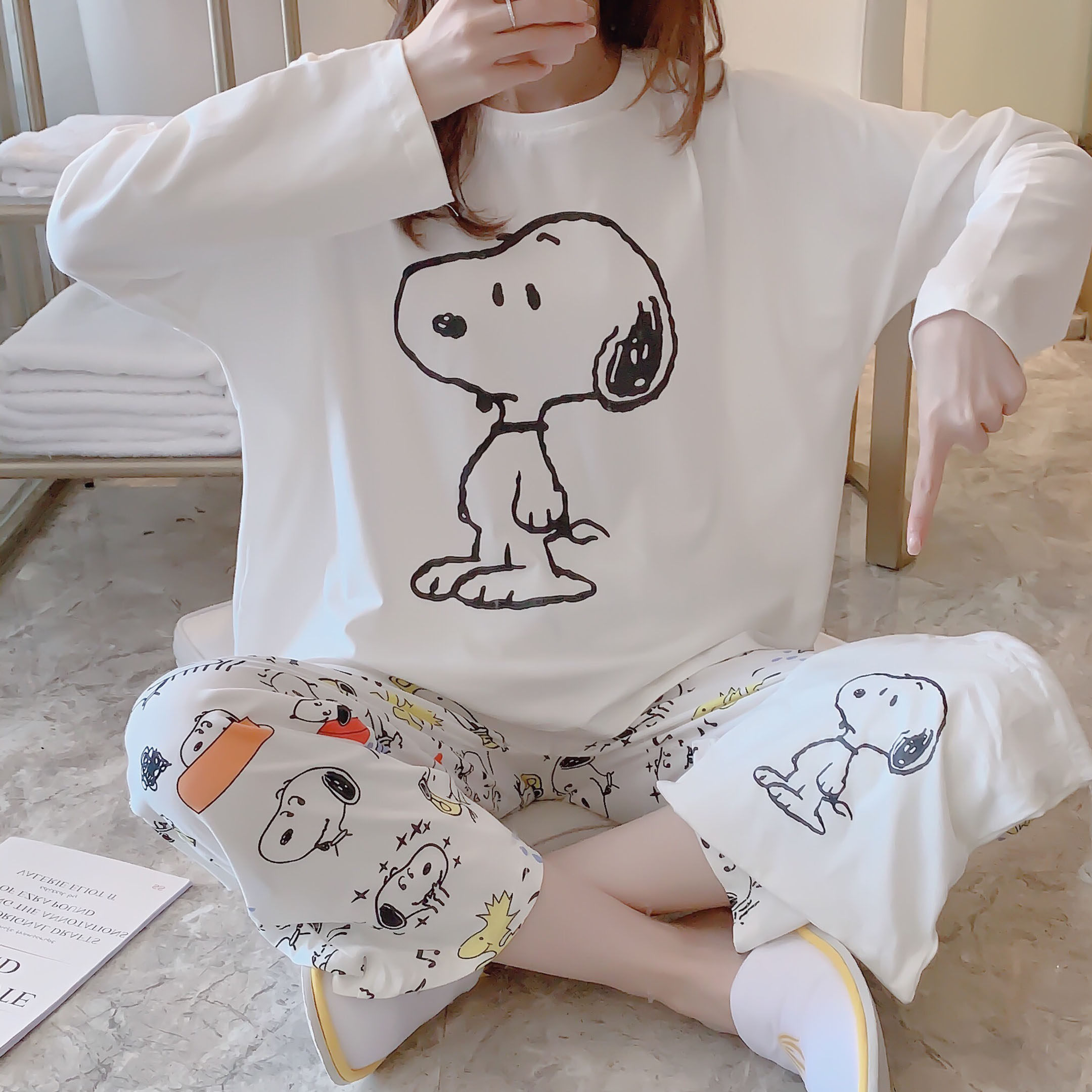 Japanese gp Japanese pajamas Snub pajamas female spring and autumn pure cotton long sleeve network red lovely home suit