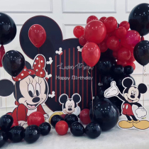 Mickey Mouse Birthday Decoration Scene Placement One Year Net Red Male And Female Rat Baby Subject background wall Mickey Minnie