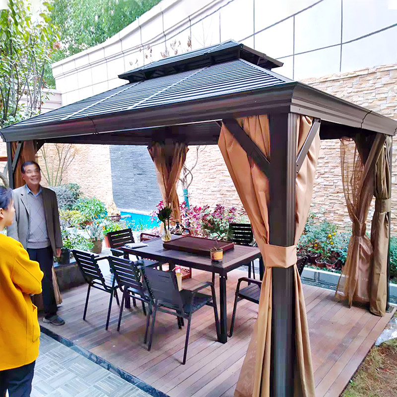 Outdoor shading light aluminum alloy European style pavilion house Barbecue Tent Villa courtyard Wind scenic area Leisure and rain shelter