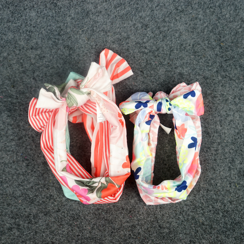 Children's hair accessories Colorful striped flowers Cotton hair band Bow tie hair band Cute small fresh hair accessories