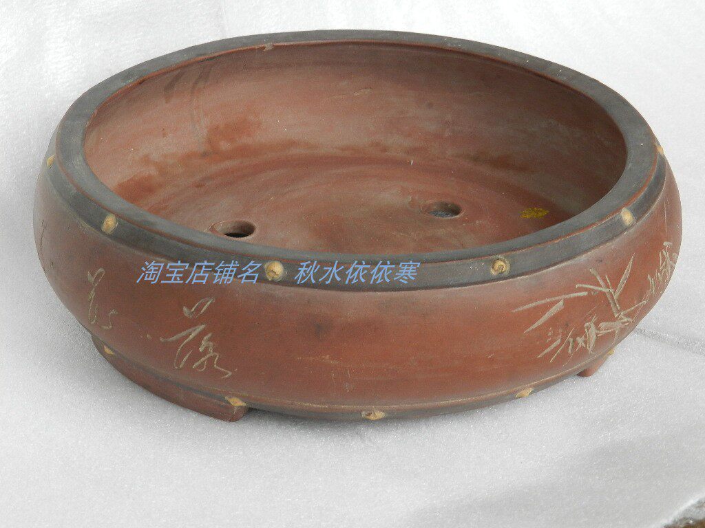 Drum nail flower pot drum-shaped purple sand bonsai No. 1 factory old goods appreciation pot old purple sand in the 1980s