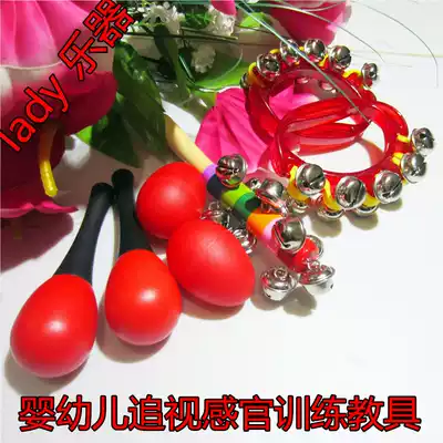 Baby small sand hammer red ball Newborn baby hand grip Chasing hearing visual training toy Red early education rattle