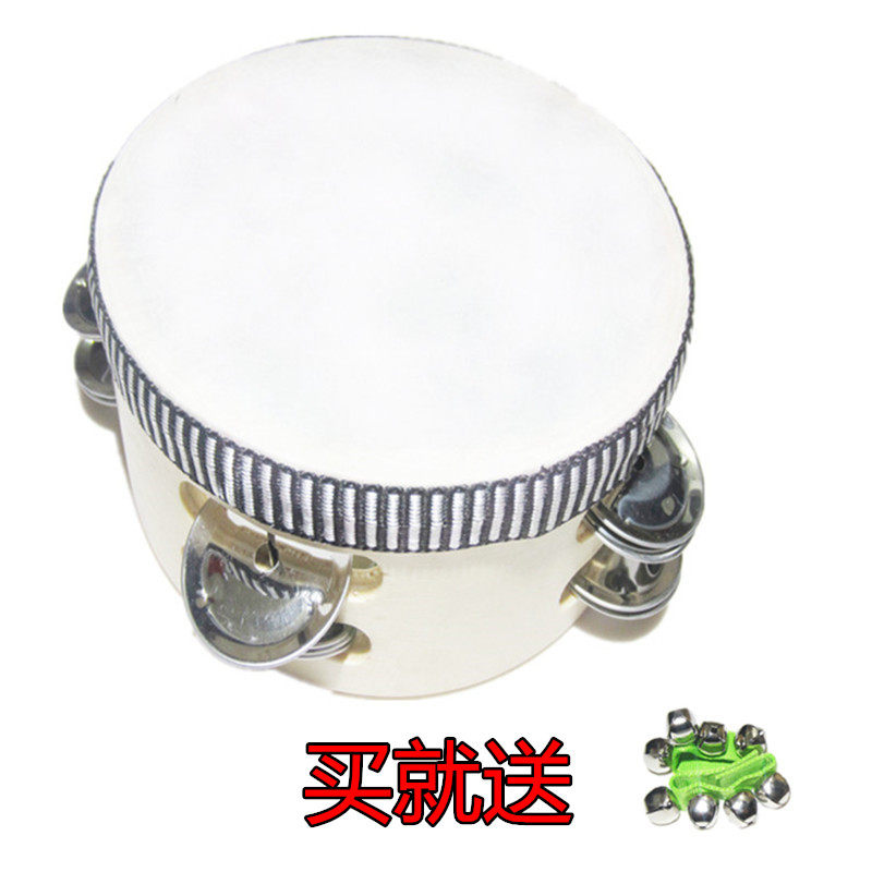 Tambourine Kindergarten Children's Percussion Instrument Wooden Hand Crank Toy Dance Double Row Large Hand Clapping Tambourine