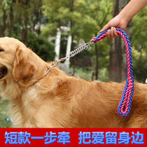 Dog traction rope short one step in-hold large dog gold wool walking dog rope Labrador dog chain sub explosion protection
