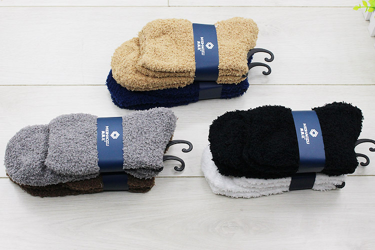 Mùa đông cho nam ngủ cotton vớ Plush Coral cashmere Vớ nam nửa nhung giữa vớ dày tất bông siêu dày