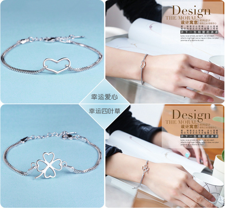 Sterling bạc bracelet ladies Nhật Bản và Hàn Quốc ngọt ngào chuyển hạt vài vòng đeo tay đơn giản vòng tay trang sức trang sức quà tặng sinh nhật