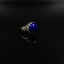 Foreign Pure Artisanal Green Gold Stone Ring Natural Gem Ring 925 Silver Ring Fine Work Ring