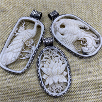 Nepal Artisanal Yak Bone Pendant 925 Silver Pendant Retro Wind Pendant National Wind Pendant Original Design