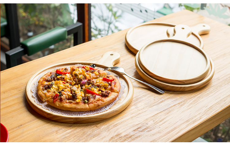 Khay đựng bánh pizza bằng gỗ tròn 8/9 inch đồ dùng nhà bếp bằng gỗ