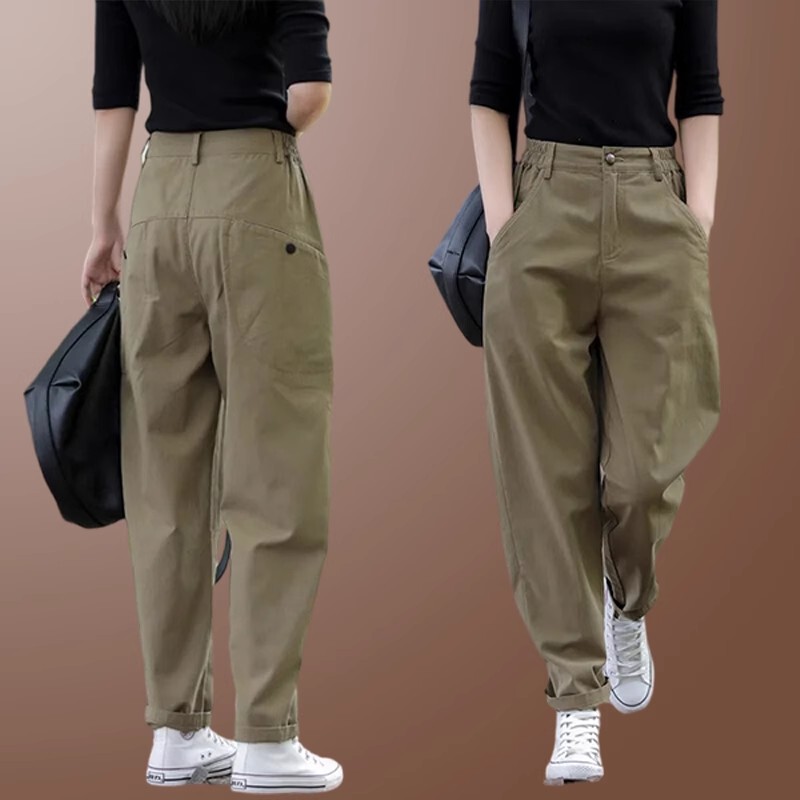 2026 New Style Pure Cotton Casual Pants with Design Buttons, Cargo Pants for Women, Spring and Autumn, Plus Size, Slimming, Versatile Women's Pants 2026 New Style Pure Cotton Casual Pants with Design Buttons, Cargo Pants for Women, Spring and Autumn, Plus Size, Slimming, Versatile Women's Pants