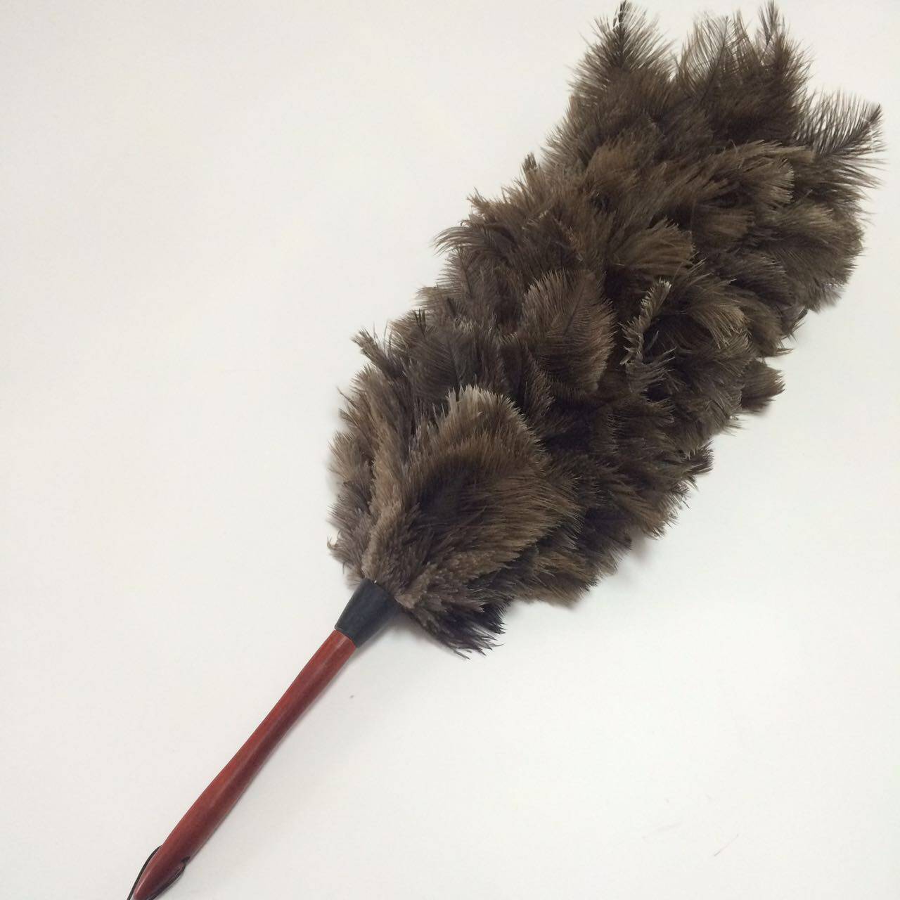 Solid wood handle living room thickened and lengthened soft and fluffy cleaning sweeping ostrich feather brush sweeping gray chicken feather duster