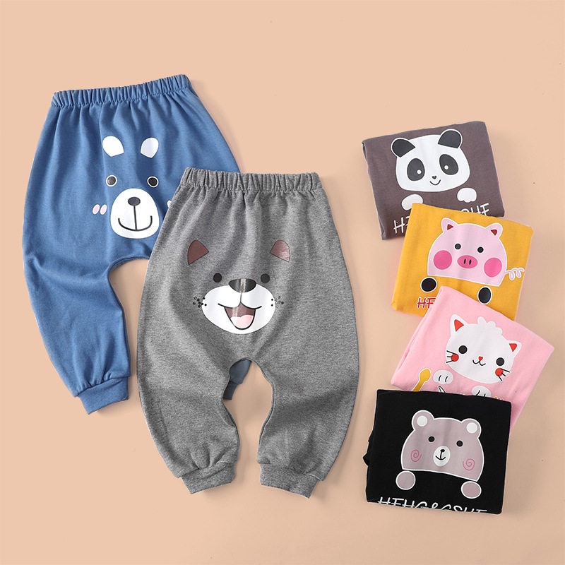 Baby big PP pants spring and autumn thin section cotton all-match casual pants little girl harem pants children's ass pants boy baby