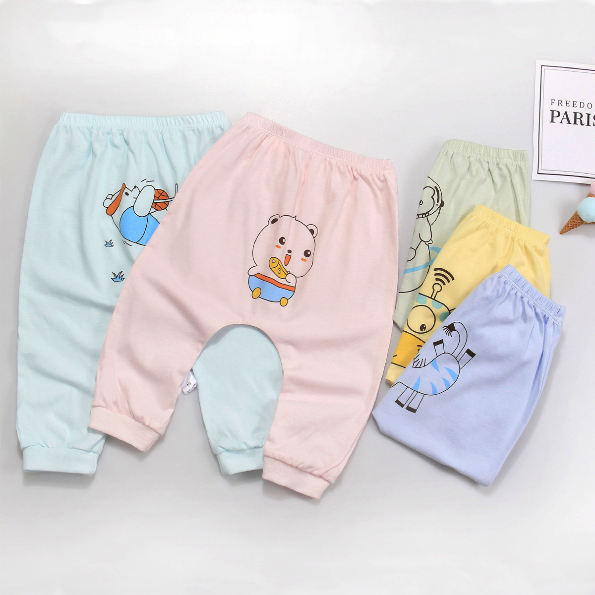 Baby pants Summer thin children casual anti-mosquito long pants boy big PP pants pure cotton big fart pants female baby