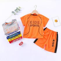 Children Short Sleeve Suit Summer Boy Sports Blue Ball Suit Girl Speed Jersey T-shirt Shorts Little Baby Two Pieces