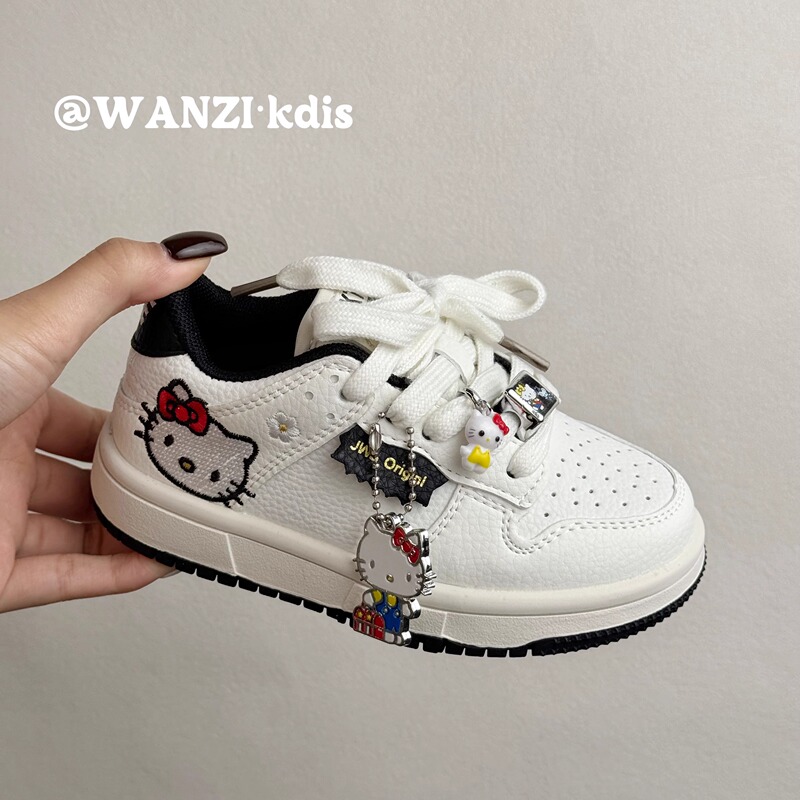 Korean Version of Children's Kt Cat 2026 Spring New Sports Shoes Versatile White Shoes for Boys and Girls Cartoon Cute Casual Shoes