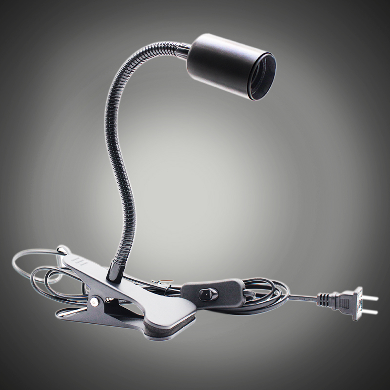 E27 Screw Base Thickened Universal Lamp Holder Clip Lamp Base Bedside Lamp Table Lamp Stand Plant Fill Light with Plug and Switch