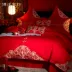 Boyang đám cưới bốn mảnh giường bông cotton đỏ đỏ chăn đám cưới bao gồm lễ cưới - Bộ đồ giường bốn mảnh