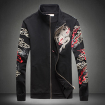 Dragon embroidery jacket mens domineering jacket spring 2021 new Chinese style Korean version slim tide large size sweater