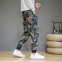 Big code mens spring patterned printed casual pants 90% small leggings pants with long pants for men and Korean versions of the trend