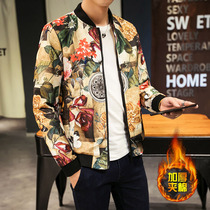 Mens coat floral thin new spring and autumn trend casual handsome printed top plus size flower jacket mens clothing