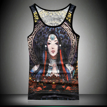 Summer Chinese style ice silky breathable vest t-shirt mens fat plus size fat guy undershirt loose trend fat man